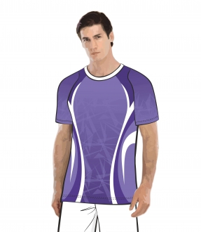 Футболка простая 208 мужская рукав короткий фигурный реглан расцветка2 фиолетовая